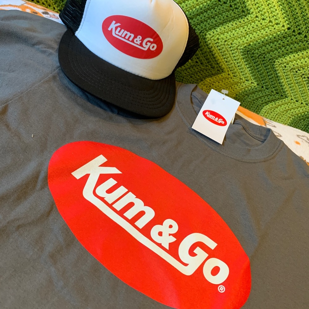 Kum & Go Medium Grey T-Shirt and Adjustable Trucker Hat Bundle.